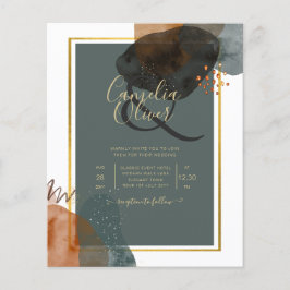 Aquamarine EARTH TONES WEDING INVITE QR Code Flyer