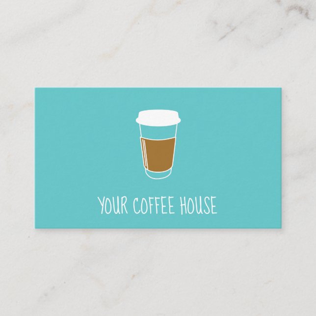 Aquamarine Editable Coffee House Briefmarke Loyalk Treuekarte (Vorderseite)