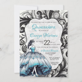 Aquamarine Einladung von Quinceañera