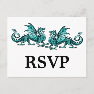 Aquamarine Elegant-Dragons-Reaktion Postkarte