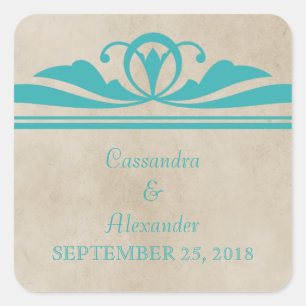 Aquamarine elegante Deko Wedding Stickers