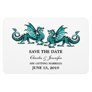Aquamarine Elegante Dragons speichern das Date Mag Magnet