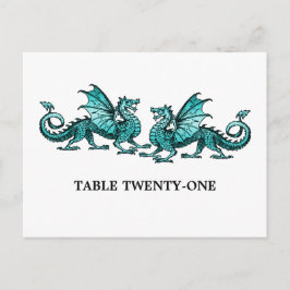 Aquamarine Elegante Dragons Tischnummer Postkarte