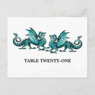 Aquamarine Elegante Dragons Tischnummer Postkarte