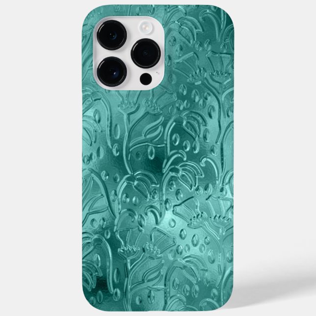 AQUAMARINE EMBOSSED METALLIC SEHEN ORNAMATION Case-Mate iPhone HÜLLE (Rückseite)