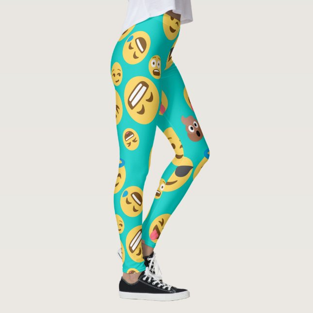 Aquamarine Emojis gemusterte Leggings (Rechts)