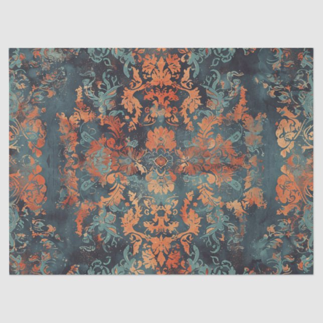 Aquamarine Entkopplung des beschädigten Patterns K Seidenpapier (Vorderseite)