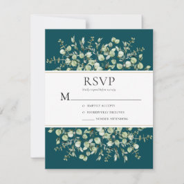Aquamarine Eukalyptus-Hochzeit RSVP Karte
