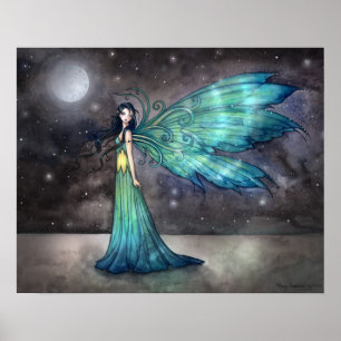Aquamarine Eve Celestial Gothic Fairy Art Print Poster