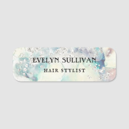 Aquamarine Farbe Silber Glitzer Namensschild