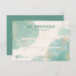 Aquamarine Farbtaste auf der Nagelwandkarte Dankeskarte