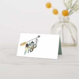 Aquamarine Feather Arrow-Hochzeit Platzkarte