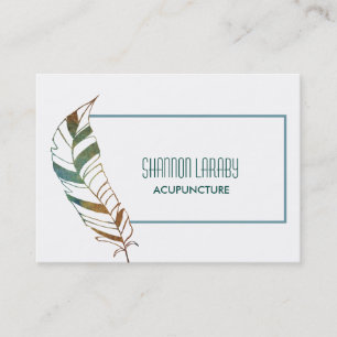 Aquamarine Feather Business Card Visitenkarte