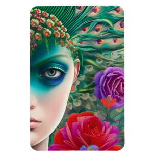 Aquamarine Federn für Frauen Magnet