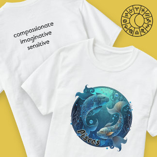 Aquamarine Fische und schwarze Wasserfarbe T-Shirt