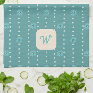 Aquamarine florale Monogram Kitchen Teetuch Geschirrtuch