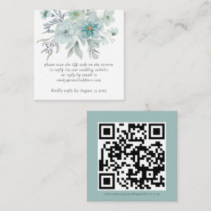 Aquamarine Florals QR Code Hochzeit RSVP Umschließ Mitteilungskarte