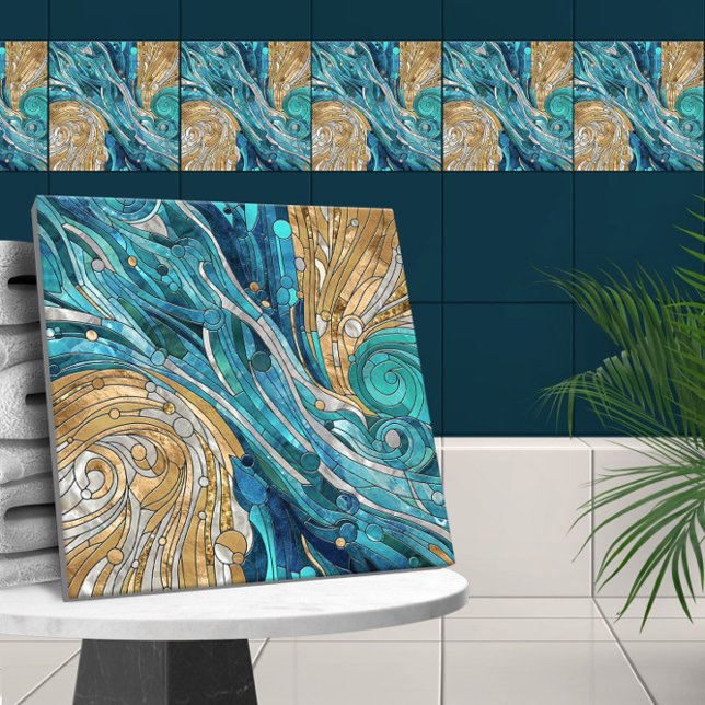 Aquamarine Fluss Abstrakt Mosaik Kunst, Dichtung u Fliese (Von Creator hochgeladen)