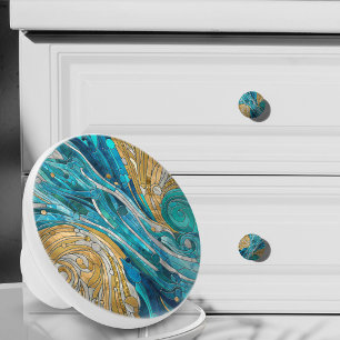 Aquamarine Fluss Abstrakt Mosaik Kunst, Dichtung u Keramikknauf