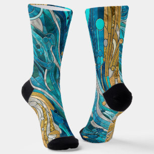 Aquamarine Fluss Abstrakt Mosaik Kunst, Dichtung u Socken