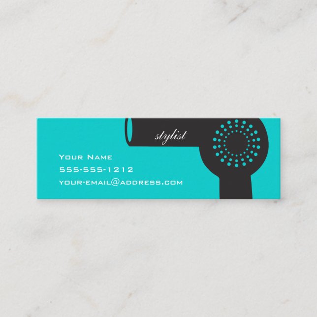 Aquamarine Friseurstylist Skinny Biz Card Mini Visitenkarte (Vorderseite)