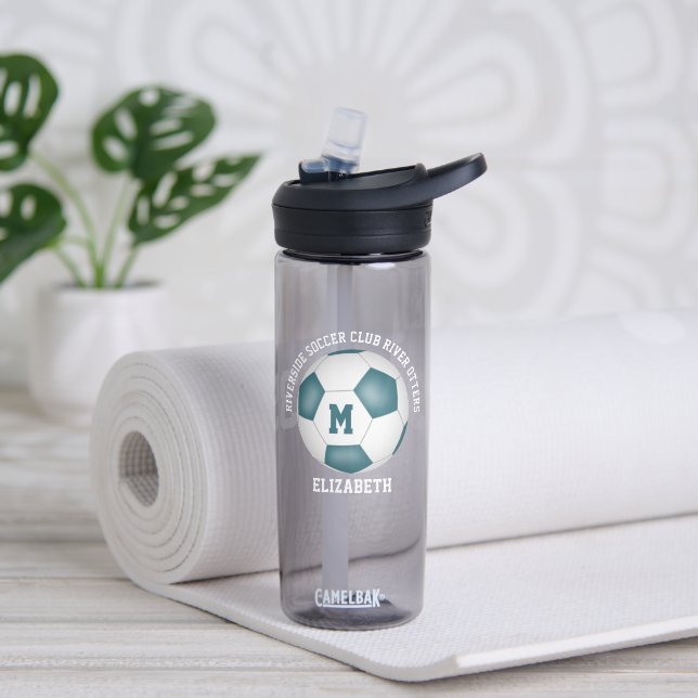 aquamarine Fußballmannschaft personalisiert Trinkflasche (Yoga)