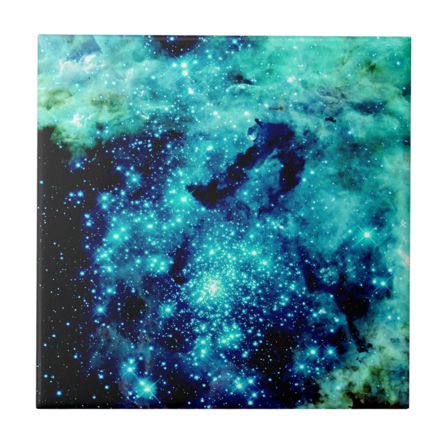 Aquamarine Galaxie Fliese (Vorderseite)