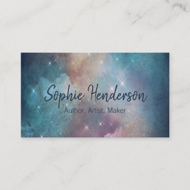 Aquamarine Galaxie- und Navy-Blue-Künstlerin Visitenkarte (Vorderseite)