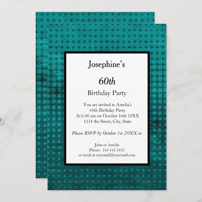 Aquamarine Geburtstagspartei White #art Deko Einladung (Vorne/Hinten)