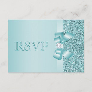 Aquamarine gedruckte Sequenzen Hochzeitsrampe RSVP Karte