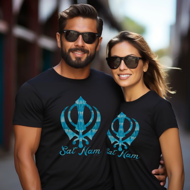 Aquamarine Gefärbte Krawatte Khanda Sikh Sikhism S T-Shirt (Sat Nam Tie Dye Khanda
Tee)
