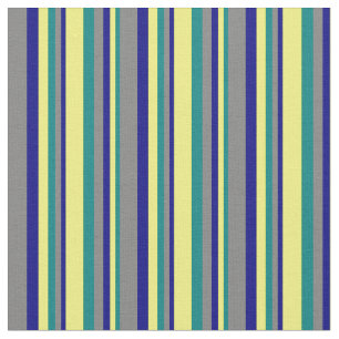 Aquamarine, gelbe, blaue und graufarbene Linien Stoff