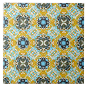 Aquamarine, gelbe und graue Diamanten- und Quadrat Fliese