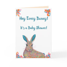 Aquamarine Gender Neutral Bunny Baby Shower Einlad