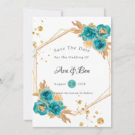 Aquamarine geometrische Save the Date-Karte für Go Einladung
