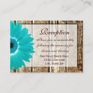 Aquamarine Gerber Daisy Wedding Reception Directio Begleitkarte