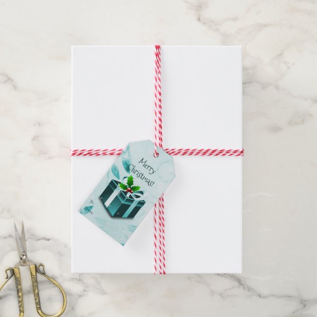 Aquamarine Geschenkboxen Geschenkanhänger (Mit Garn)