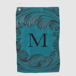 Aquamarine geschliffene Imitate Leather Western Golfhandtuch