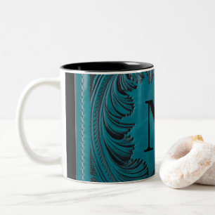 Aquamarine geschliffene Imitate Leder Western Blum Zweifarbige Tasse