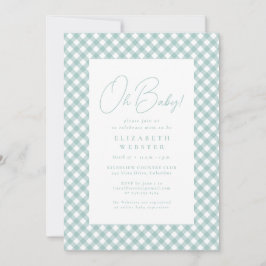 Aquamarine Gingham niedliche, neutrale Babydusche Einladung