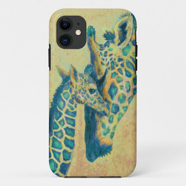 aquamarine Giraffen iPhone Case (Rückseite)
