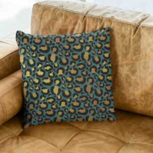 Aquamarine Glam Glam Leopard Fur Spots Kissen