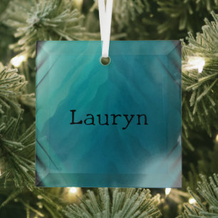 Aquamarine Glasstruktur Ornament Aus Glas
