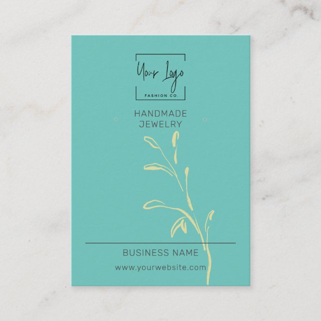 Aquamarine Glattleaf QR Fashion Juwelier-Display-K Telefonnummerkarte (Vorderseite)