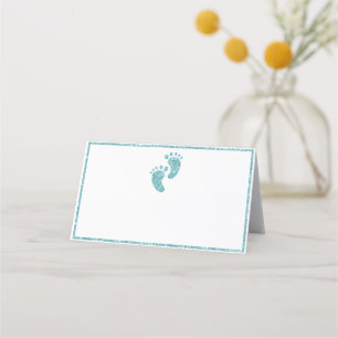 Aquamarine Glitzer Baby Feet Platzkarte Glam Bab