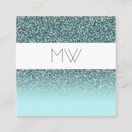 Aquamarine Glitzer-Geschäfts-Karte Quadratische Visitenkarte