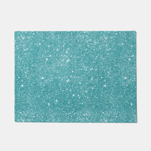 Aquamarine Glitzer-Glitzern Fußmatte (Vorderseite)