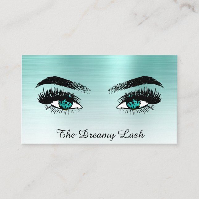 *~* AQUAMARINE Glitzer Lashes QR Brows Extensions Visitenkarte (Vorderseite)