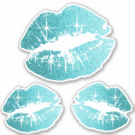 Aquamarine Glitzer Lips - Kiss Cut Aufkleber