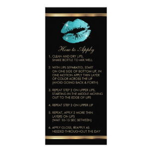 Aquamarine Glitzer Lipstick-Anweisungen Werbekarte